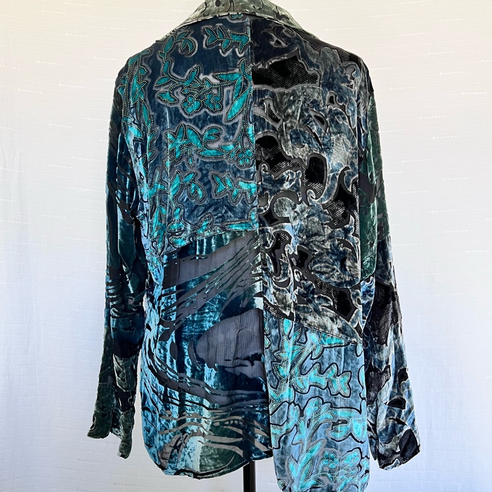 Chico's Velvet Burnout Long-sleeved Shirt Sz XL - Picture 3 of 8